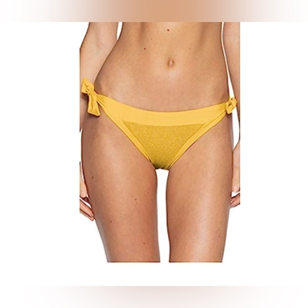 NWOT Becca by Rebecca Virtue Tiny Bubble Metallic Yellow Tie Bikini Bottom Sz XS